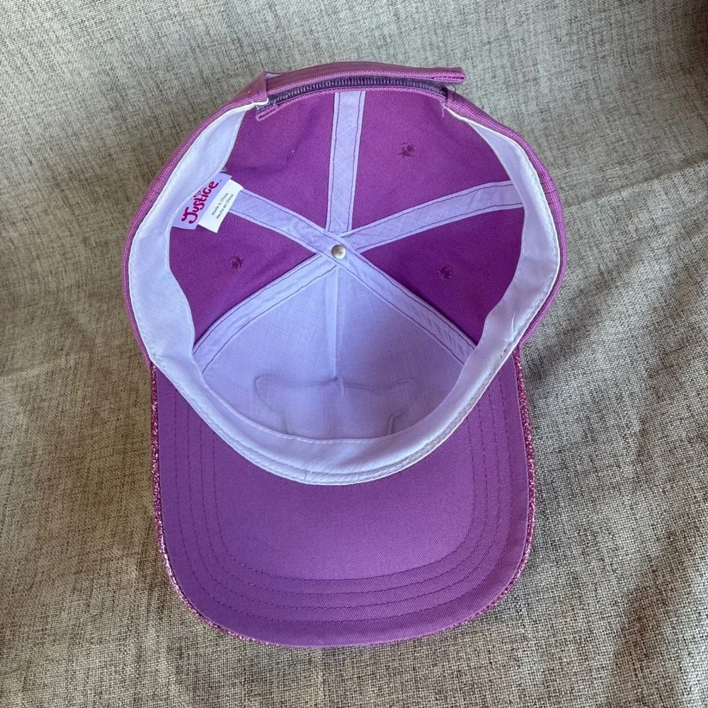 Justice NASCAR Baseball Hat OSFM Purple Glitter Cat Racing Cap
